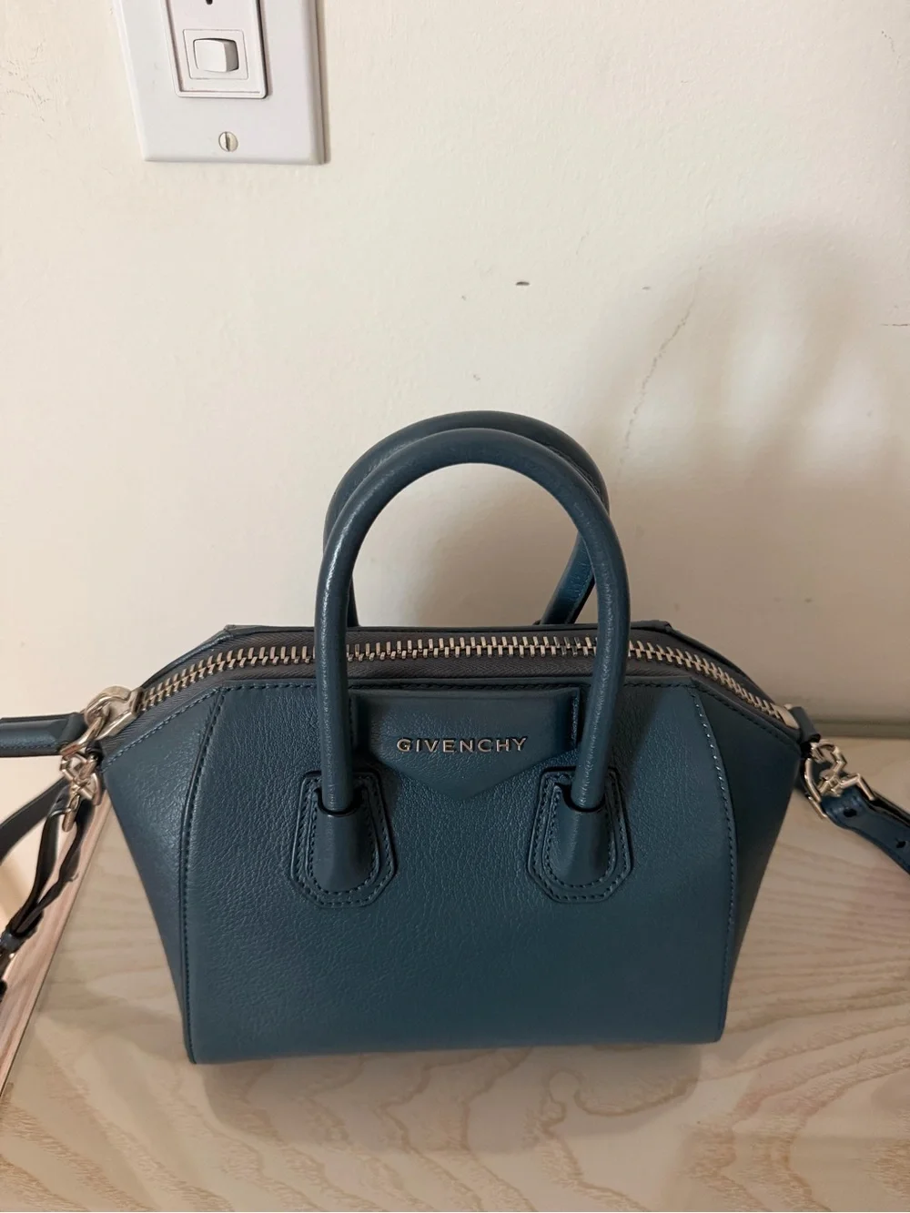 Givenchy Teal Blue Leather Mini Satchel